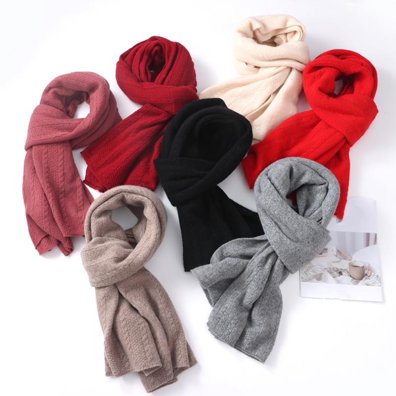100% Wool Knitted Long Shalws For Women Winter Long Big Size Pashmina Soft Warm Neck Warmer Fashion Big Scarves 190cmx60cm