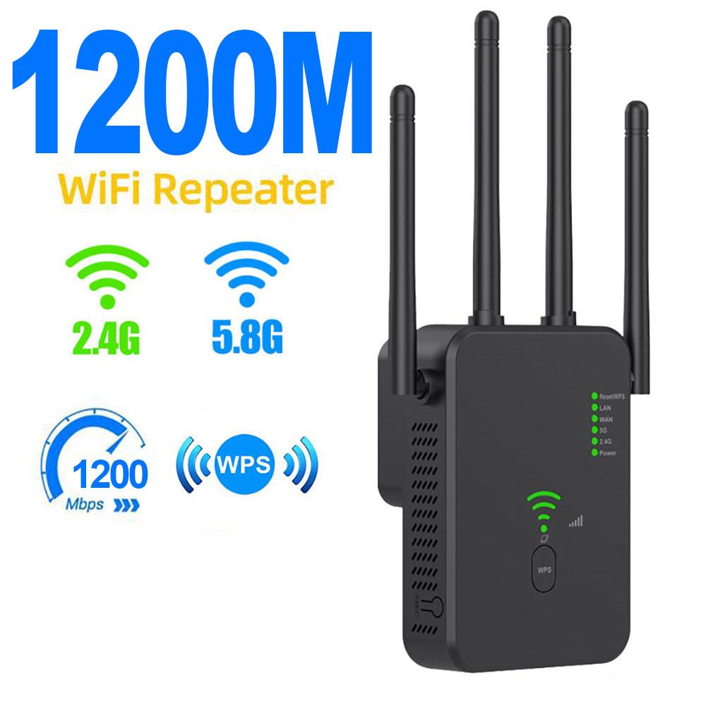 1200Mbps WiFi Repeater Dual Band 24G 5G Signal Booster 80211ac Gigabit Extender WPS Router Amplifier