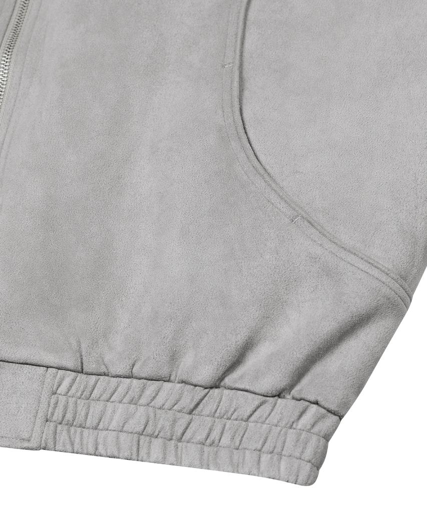 Ironyporno Whiteline 86-Iro253 Curved Bomber Suede Jacket Grey