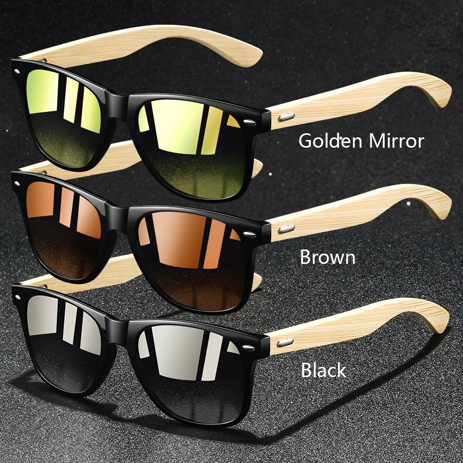 1PC Fashion Bamboo Wood Vintage Square Sunglasses UV400 Protection for Men Women Luxury Designer Sun Glasses Driving Fishing