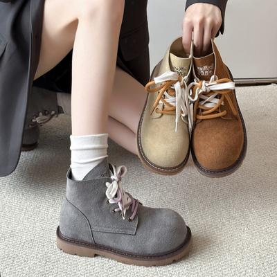Miękka skóra gruba podeszwa kapibara botki martin damskie 2025 jesień nowe brytyjski styl retro casual krótkie buty rabarbarowe buty