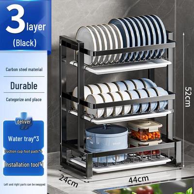 Miflame 3-Tier Black Stainless Steel Dish Drying Rack