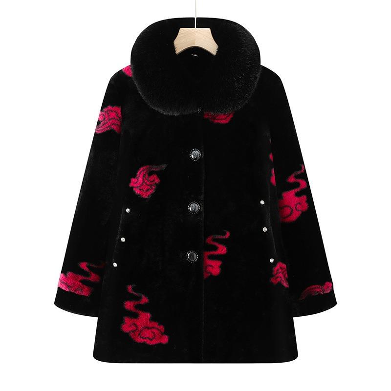 Middle Aged Grandmother Coat Imitation Mink Warm Fleece Thickened Mother Outfit Loose Large Size Festive Chinese New Year