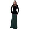 2024 Herbst Damen Elegantes Farbblock Langarmkleid