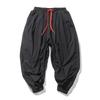 Men's Cotton Linen Wide Leg Pants Casual Loose Fit Solid Color Breathable Lightweight Elastic Waist Male Baggy Long Pants