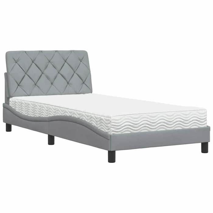 VidaXL Lit avec matelas gris clair 100x200 cm tissu 3310720