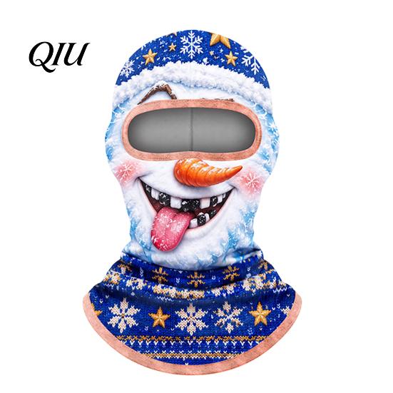 Winter Skiing Balaclava Velvet Face Mask for Christmas, Santa Snowman Reindeer Elf Balaclava, Cold Weather Guard Windproof Neck Gaiter Outdoor