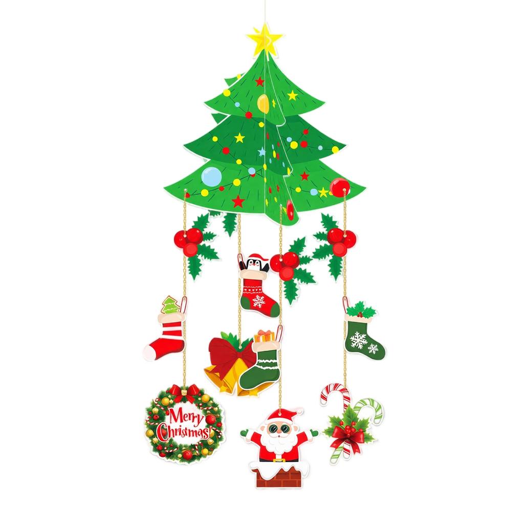 3D Christmas Tree Door Hanger Festive Front Door Decoration for Holiday
