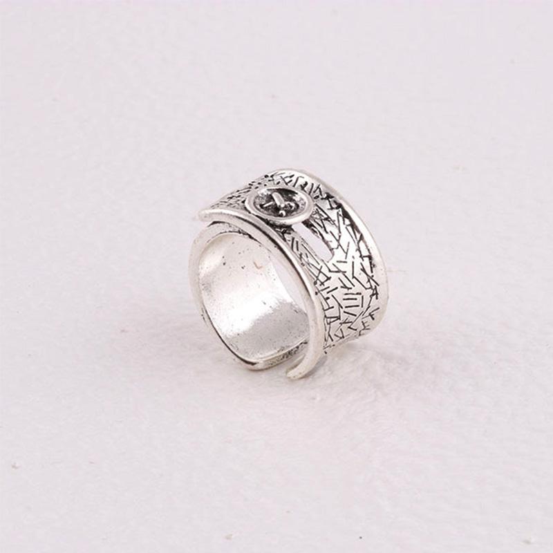 Retro Clothes Button Wide Ring For Men Women Punk Gothic Rock Hiphop Open Ring Handmade Designer Zircon Unisex Accessories Gift