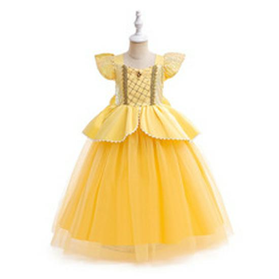 Children's Halloween Sophia Rapunzel Dress - Girls' Puff Sleeve Mesh Costume Gown