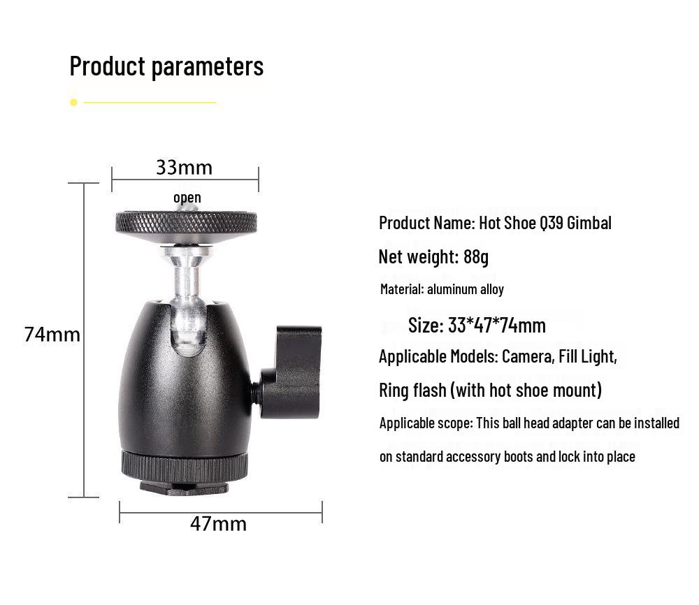 Universal 360° Rotating Metal Ball Head for Tripod & Light Stand