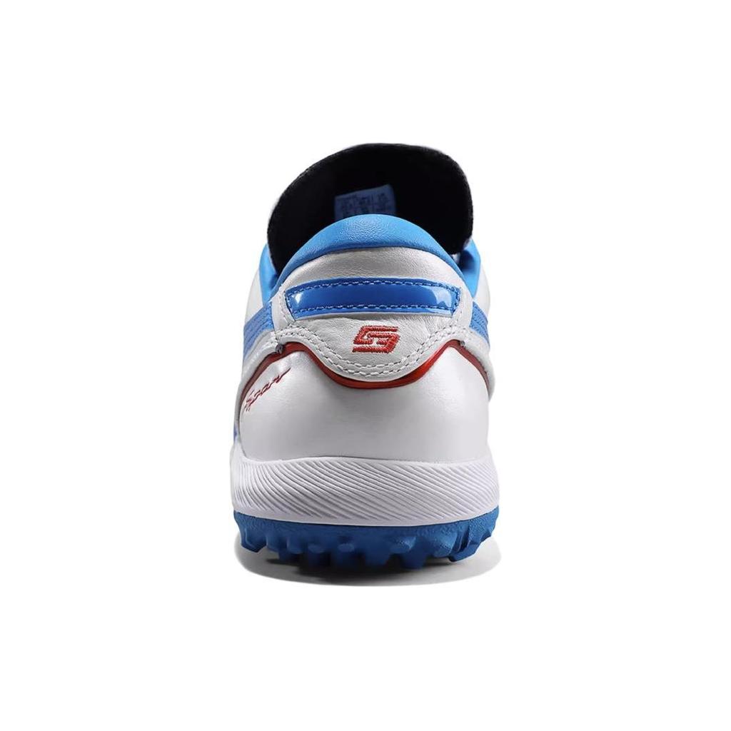 Asics C3 FF Round Toe Lace-Up TF (Rubber Studs) Firm Ground Artificial Grass Kangaroo Leather Soccer Shoes Men soccer shoes Blue 1113A032-101