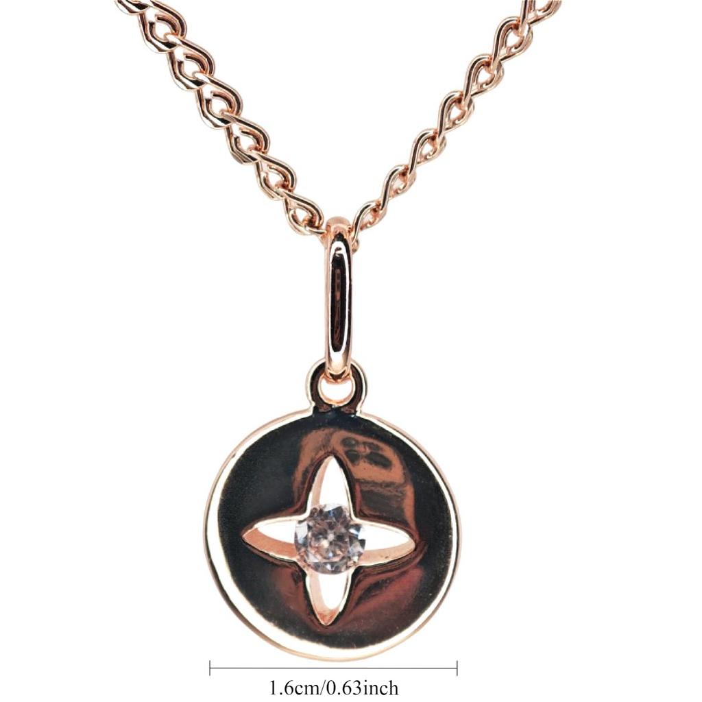 Round Four-leaf Clover Hollow Pendant Rose Gold Color Necklace Women's Color-preserving Jewelry Gift
