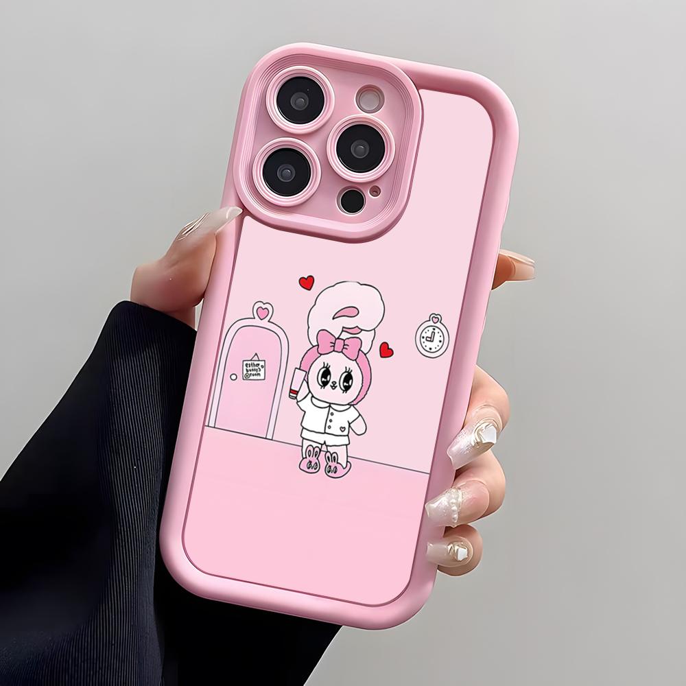 Esther Bunny Pink Phone Case For IPhone Air 17 Pro Max 16 E 15 14 Pro Max 13 12 11 Mini Plus Soft Silicone Pink Cover
