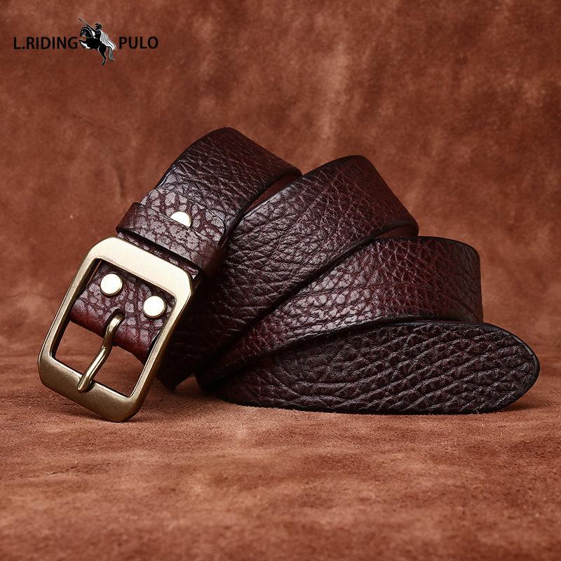 Retro Embossed Cowhide Leather Belt Men's Genuine Leather Trendy Versatile Casual Jeans Belt