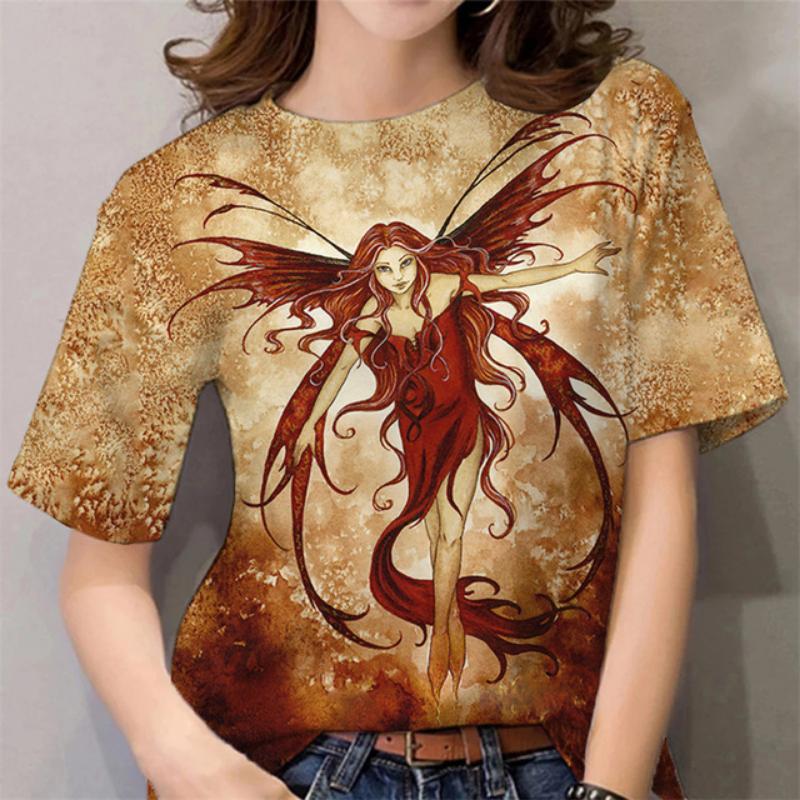 Halloween Pattern T Shirt For Women Witch 3D Printed Short Sleeves Summer Casual Oversized T-Shirts O-Neck Tops Tees Streetwear