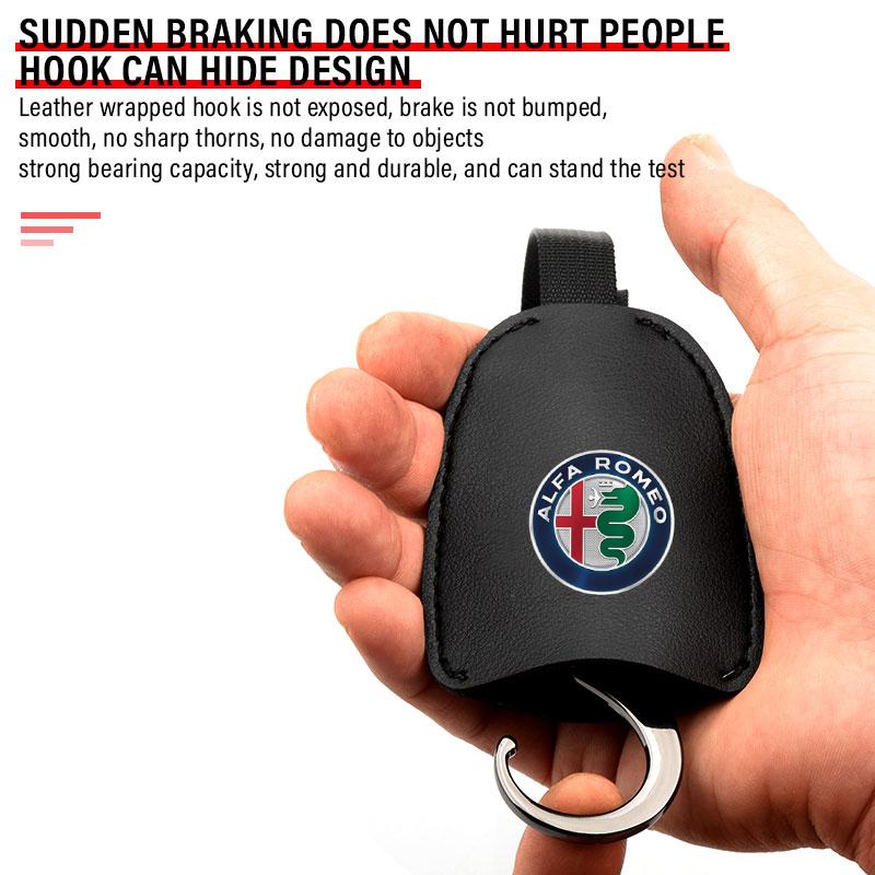 1/2pcs Leather Car Seat Back Hooks Portable Hanging Bag Rack for Alfa Romeo Giulia Giulietta MiTo Stelvio Tonale 4C 8C Disco Volante Gloria
