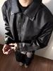Veste en Cuir Noir Rétro pour Homme - Style Hipster Tendance Pilote avec Texture Craquelée pour le Port en Moto Printemps et Automne