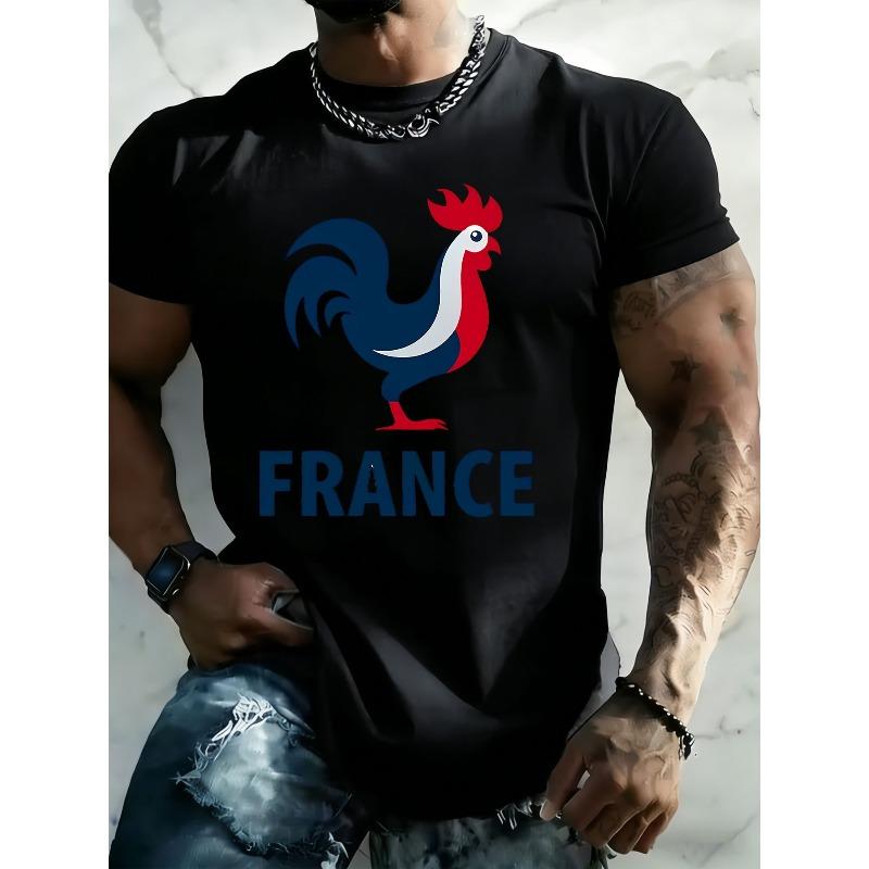 Taglia Europea FRANCIA Gallo Gallico, Maglietta a Maniche Corte Pesante, Top Stile Casual per l'Uso Quotidiano