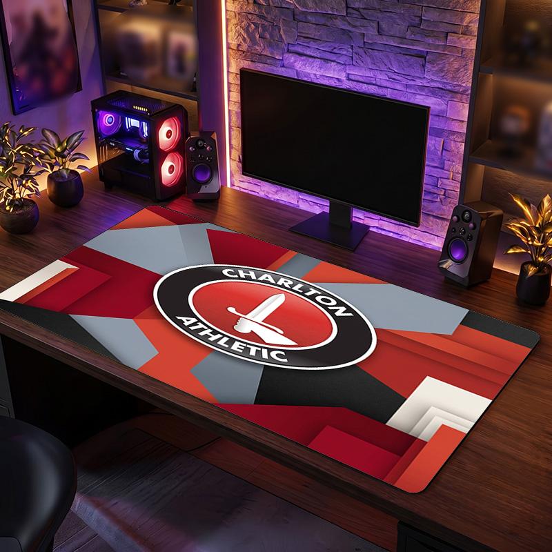 Charlton Athletic FC Theme Pattern Mouse Pad, Soccer Logo Design XXL Gaming Desk Mat Non-Slip Computer Mouse Pad
