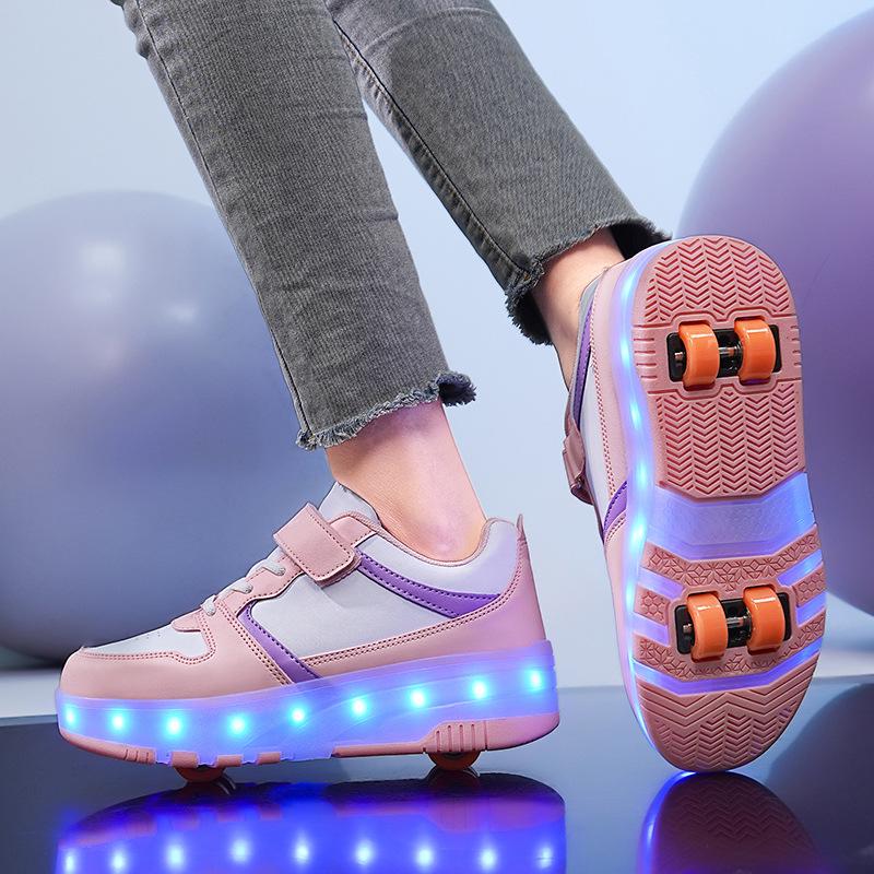 Kids' Transformable Light-Up Roller Skates: Eight-Wheel Walking Shoes, Four-Wheel Skates for Boys and Girls