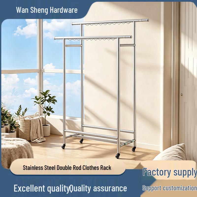 Mobile Stainless Steel Clothes Drying Rack, Multi-Pole & Layer, Quilt/Bedding Friendly, Indoor/Outdoor, Includes Shoe Rack