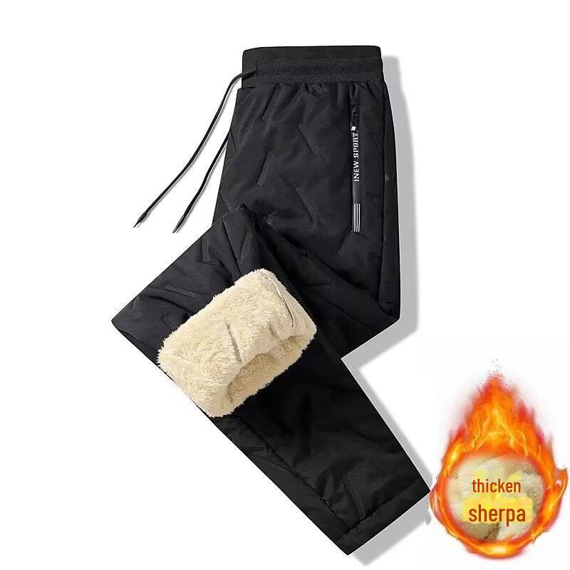 

Мужские зимние брюки из плюшевой шерпы — теплые, повседневные, свободного кроя, прямые штанины, универсальные, большого размера, спортивные брюки из хлопка 5XL