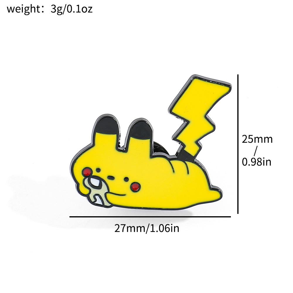 Funny Personality Creative Pikachu Brooch Pokémon Pokémon Pikachu Quilted Electric Alloy Dripping Oil Badge