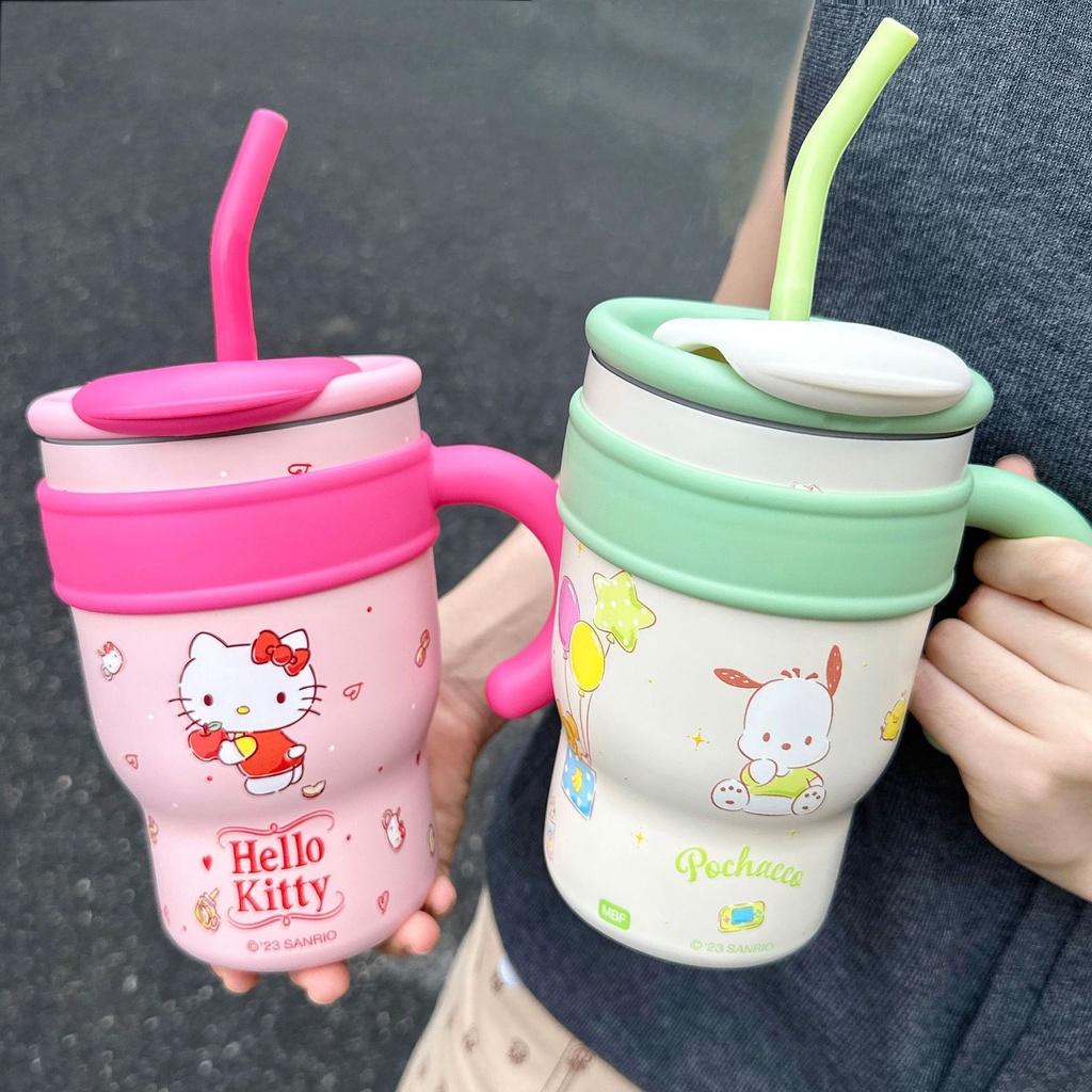 Cute Hello Kitty Stainless Steel Straw Cup For Girls Cartoon Design Portable And High-quality