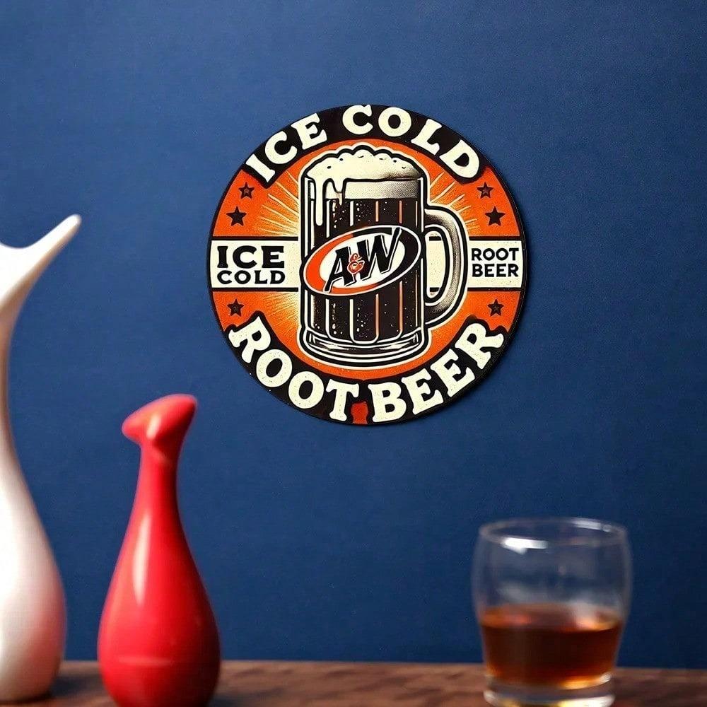 Vintage A&W Root Beer Metal Tin Sign 12x16 Retro Wall Decor Classic Beer Mug Design Durable Bar Art