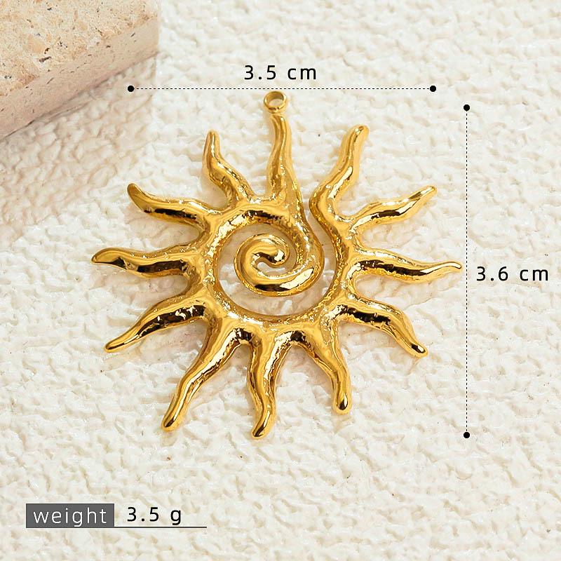 18K Gold Plated Sun Heart Pendant Necklace & Bracelet in Stainless Steel