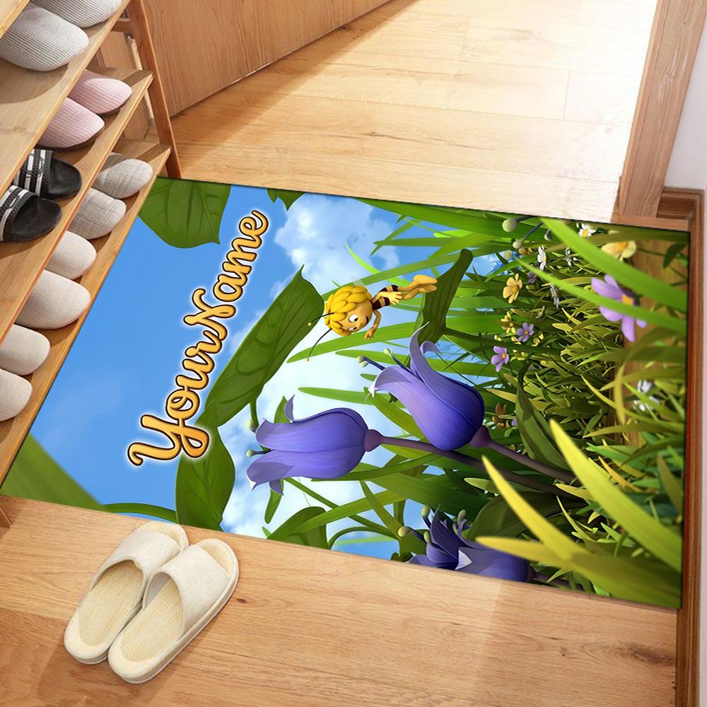 Biene Maja Personalized Text Floor Mat Perfect for Kitchen Dining Room Bedrooms Game Room Anti-slip Rug Office home decor Best for Christmas