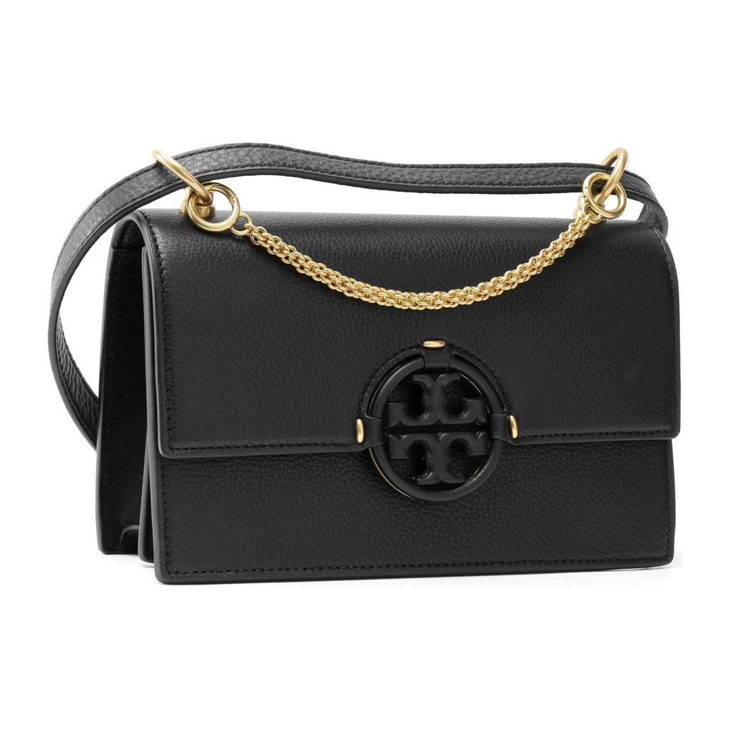 Tory Burch Miller Monochrome Logo Adjustable Shoulder Strap Leather Crossbody Bag Small Women Bags Black 91187-001