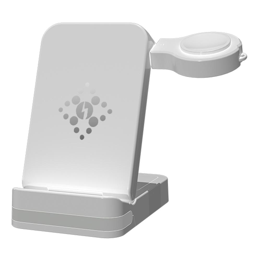 

B-27 3 in 1 Foldable 15W Wireless Charger with Night Light for Apple Watch iPhone AirPods Charging Stand White