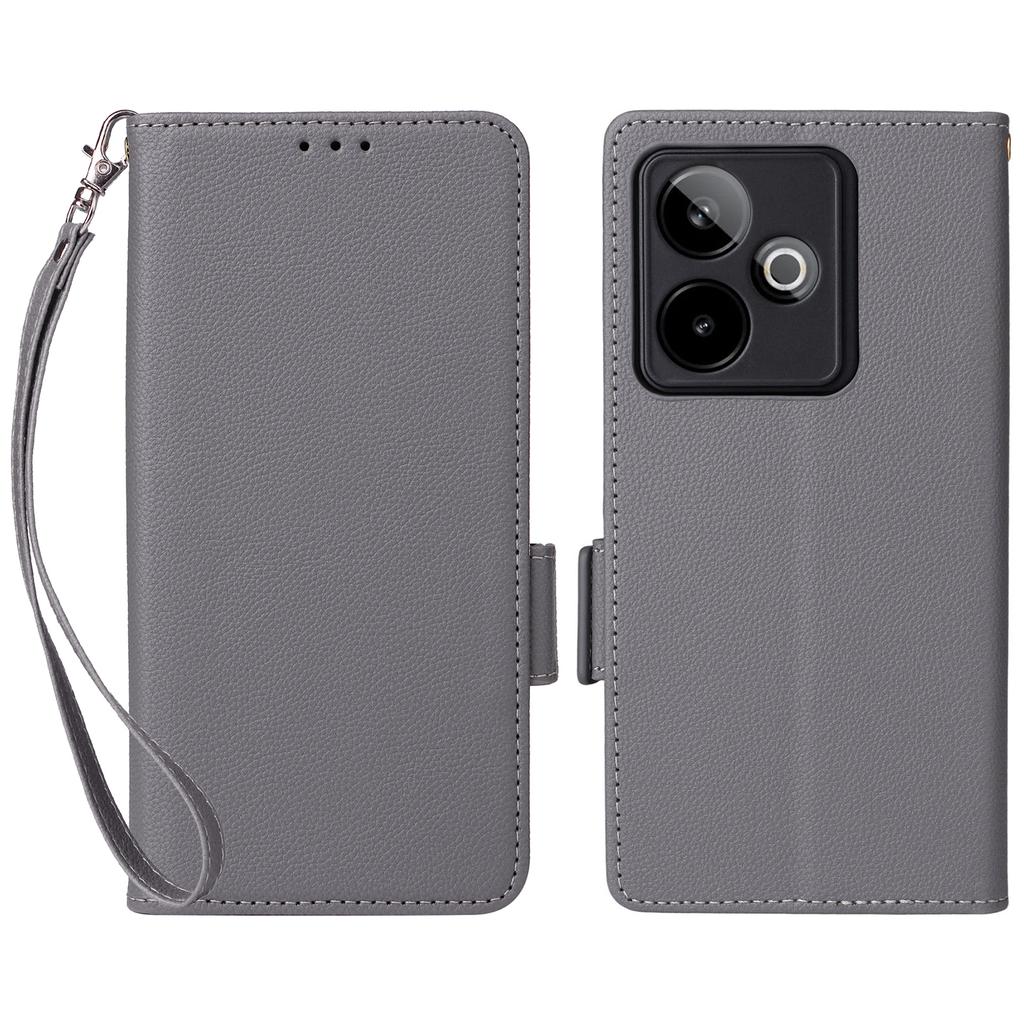 For Realme GT 7 5G Case with Wrist Strap Litchi Texture PU Leather Wallet Phone Cover