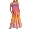 Women's Long Beach Casual Elegant Spaghetti Strap Maxi Dress Gradient Color Low-key Flowing Bohemian Dress