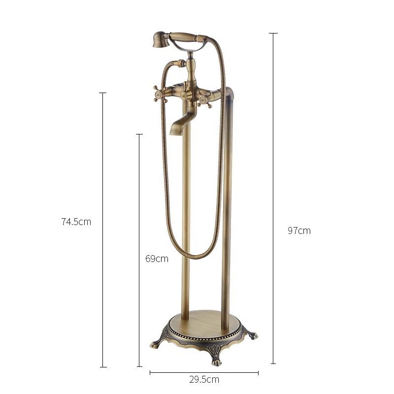 Antique Bronze Bathroom Bathtub Faucet + Handheld Shower Free Standing Luxury BathTub Faucet Mixer Taps Floor Mounted Bathtub