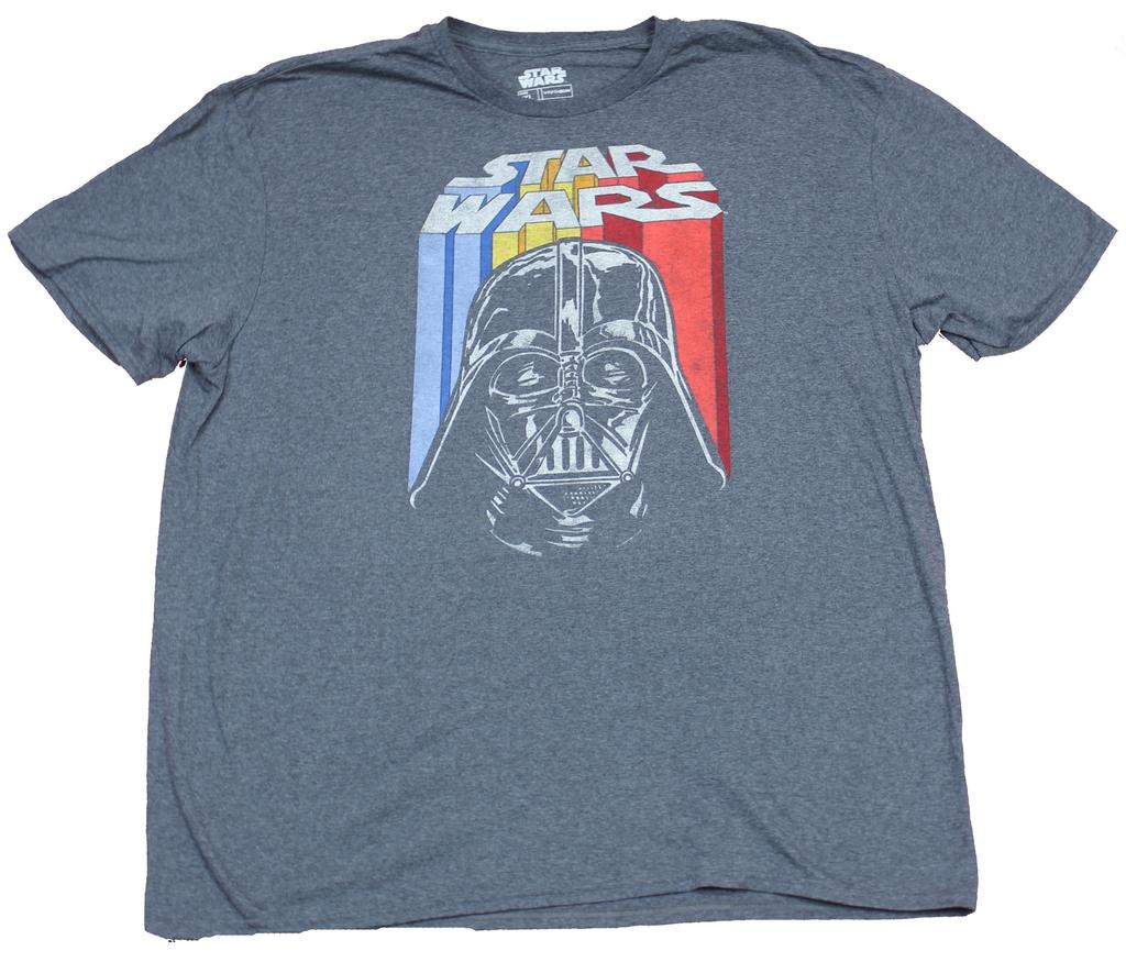 Star Wars Adult New T-Shirt - Rainbow Drop Word Logo Vader Head