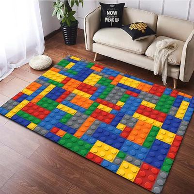 Baustein-Print Teppich, Wohnzimmer-Matte, Dekoratives Pad für Kinderzimmer, Langlebig und Pflegeleicht Wohnaccessoire