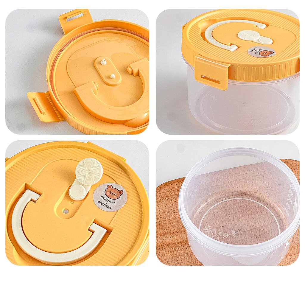 Worthbuy 1100Ml Round Clear Plastic Lunch Box With Handle Microwave Safe Portable Large Capacity Food Container For Students