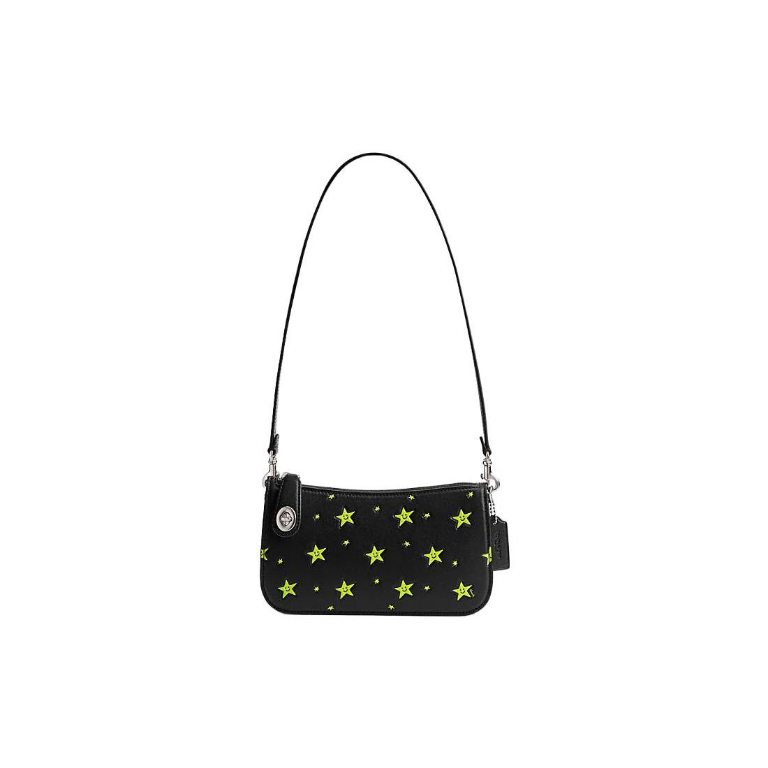 

Coach Penny 21 Star Print Hardware Buckle Zipper Card Slot Leather Crossbody Bag Small Women bags Black CN615-LHBLC Basic Set (Bag+Dust Bag)