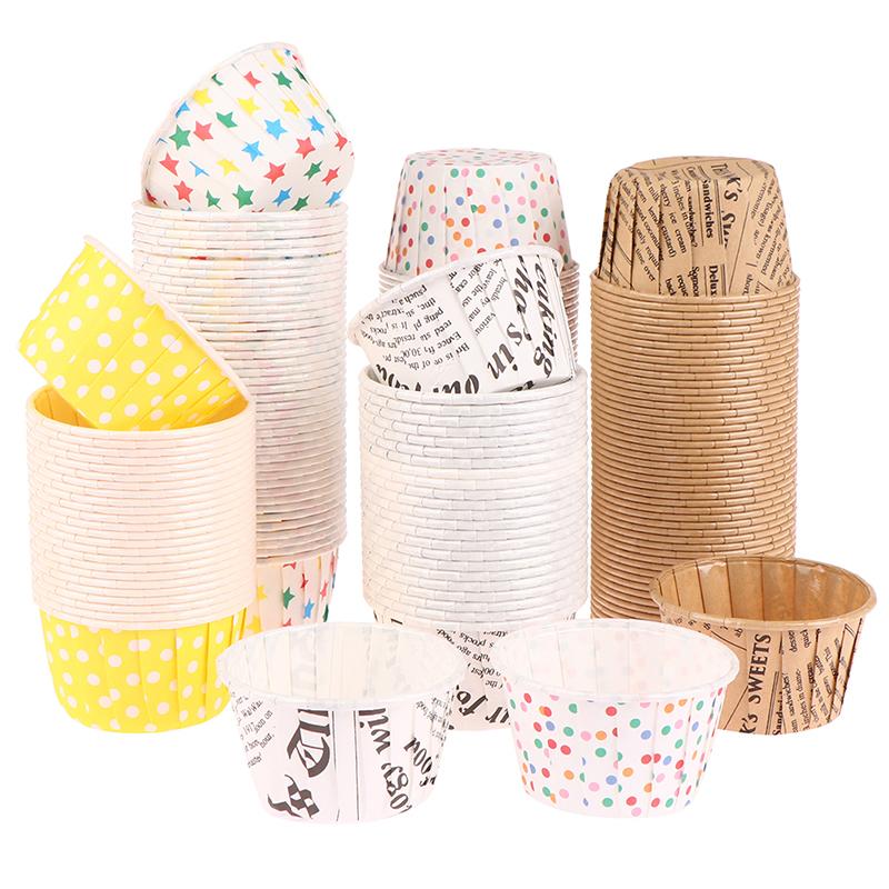 50 stuks Krullend Papieren Bekertje Flens Cake Papieren Bekertje Oliebestendig Cupcake Bakje Bakvorm Bakplaat Doos Bruiloft Feest Muffin Bekers