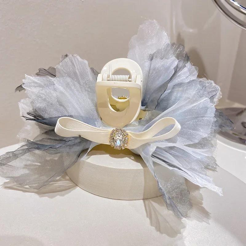 

Девушки Мода Кружево Большой Бант Цветок Прочный Нескользящий Зажим-Краб для Волос Аксессуары для Волос Девичьи Украшения Заколка Подарок A