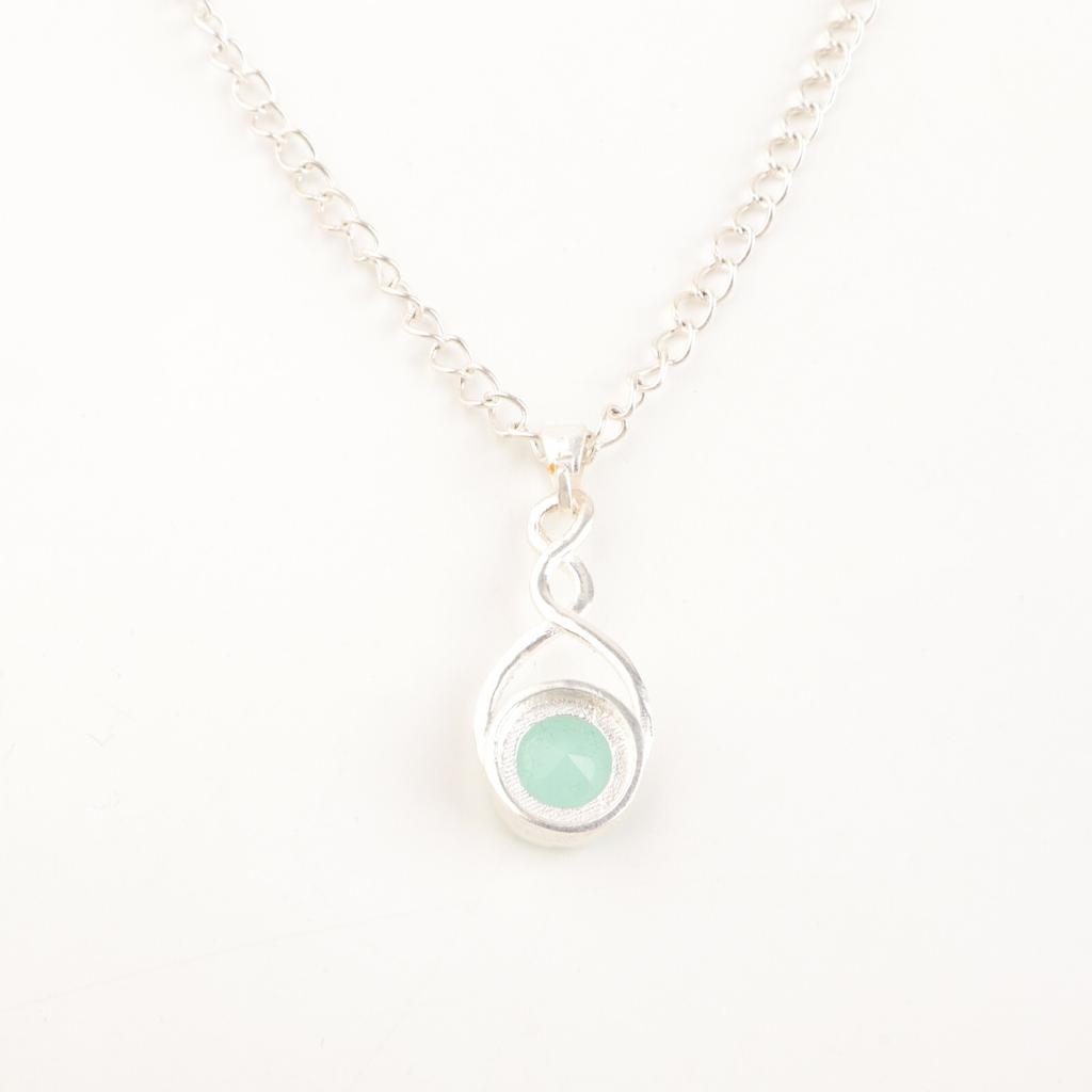 Aqua Chalcedony Gemstone 925 Sterling Silver Jewelry Handmade Pendant Gift Idea CP-25-14