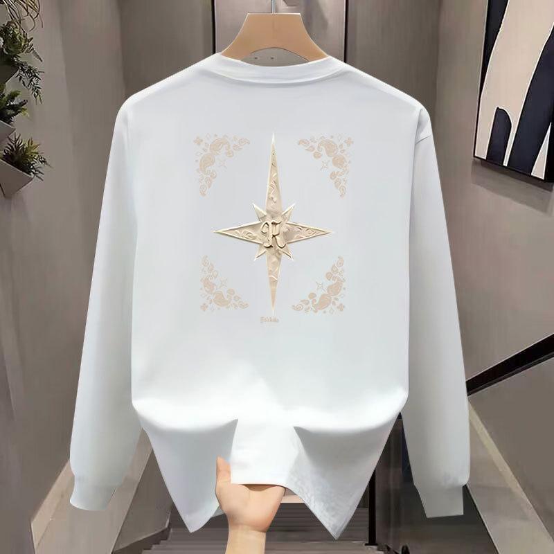 American Trendy Brand Threaded Cuffs Long-Sleeved Pure Cotton Men'S Bottoming Shirt T-Shirt Trendy Autumn And Winter Men'S And Women'S Tops