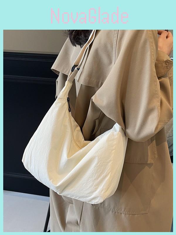 Nylon Sling Bag For Women And Girls With Large Capacity And Zipper Closure For Daily Use