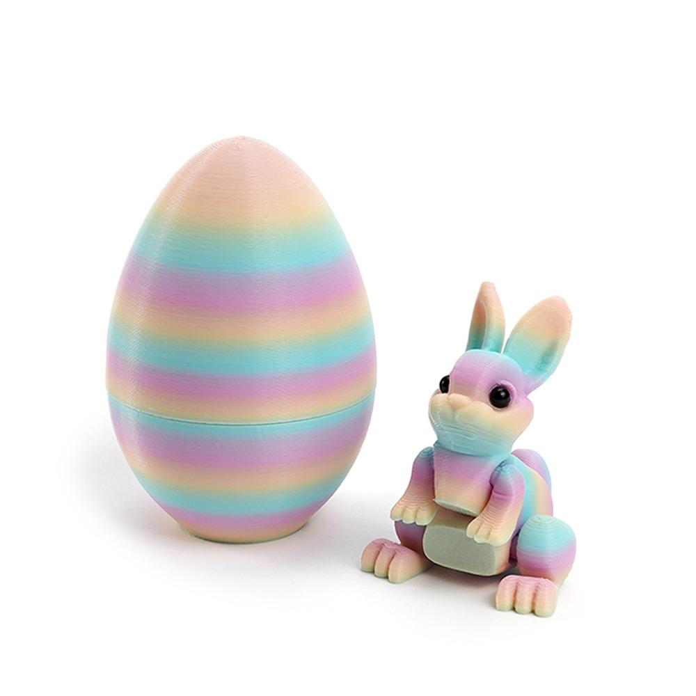 

Fashion Easter 3D Printed Rabbit Eggs Funny Cute Animal Model Ornament Rainbow Happy Easter Gift