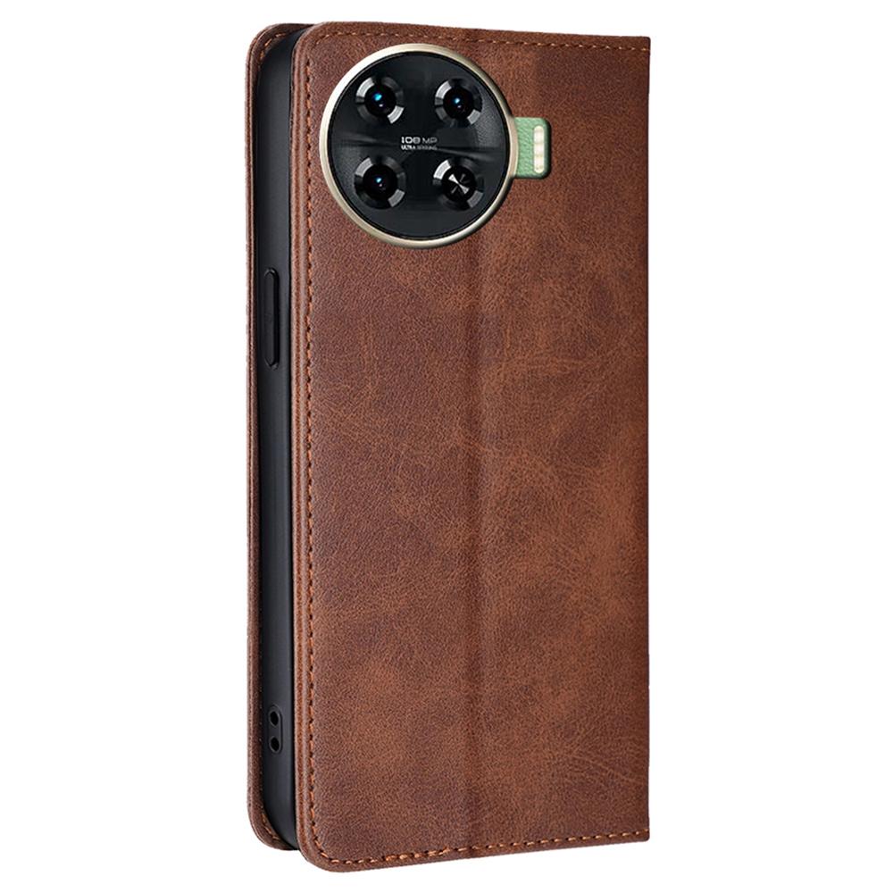 For TECNO Spark 20 Pro+ Case Calf Texture Leather Wallet Cover Magnetic Closing