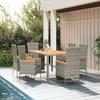 Vidaxl 7-Cz. Garden Furniture Set With Cushions, Grey, PE Rattan