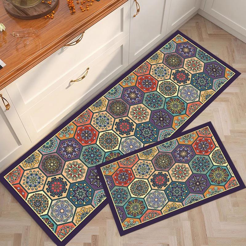 PVC Leather Non-slip Floor Mat, Colorful Carpet, Oil-proof Rug, Long Strip, Home Decoration, American Carpet, Kitchen